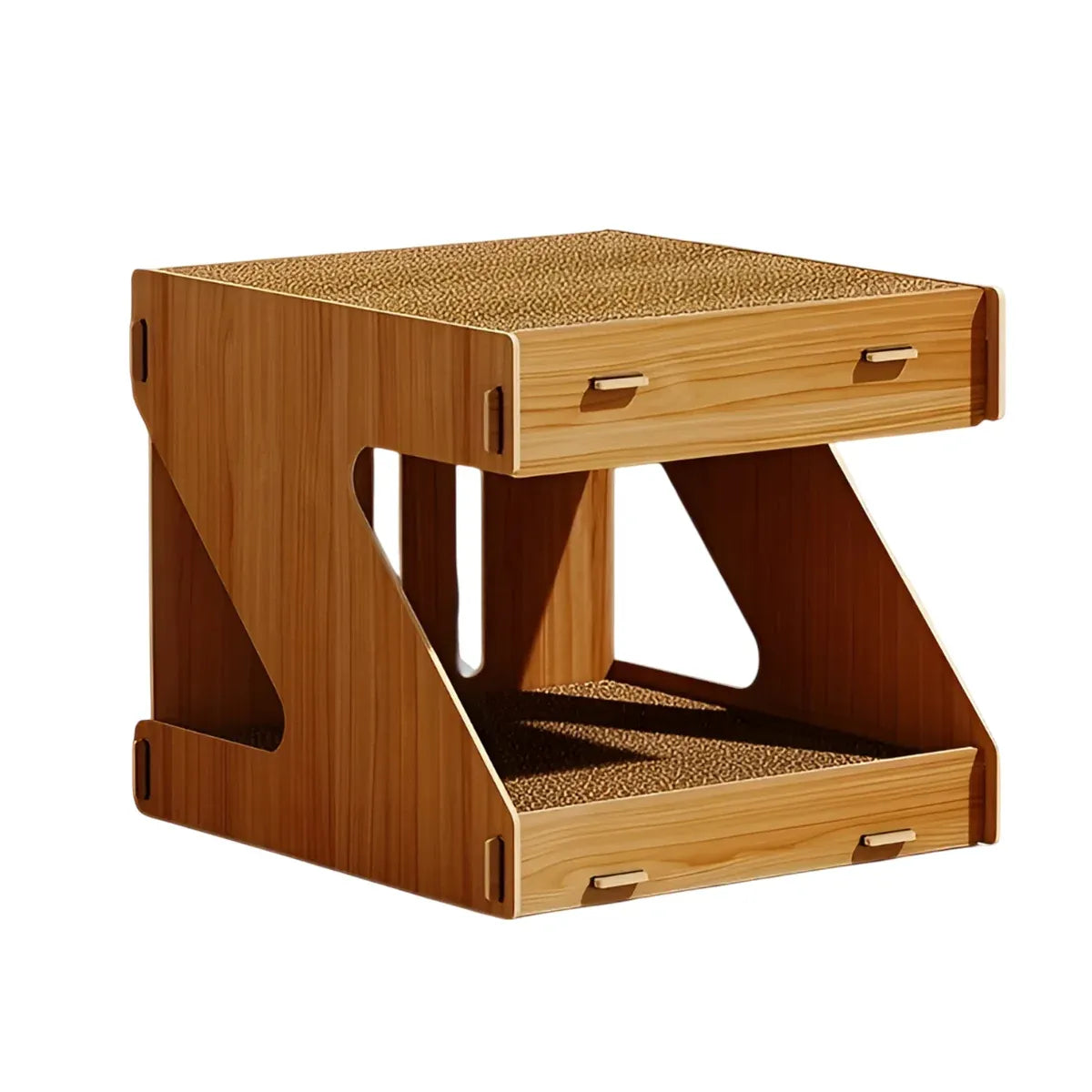 Wooden Double-Layer Cat House with Scratching Board - product photo 2 of 12