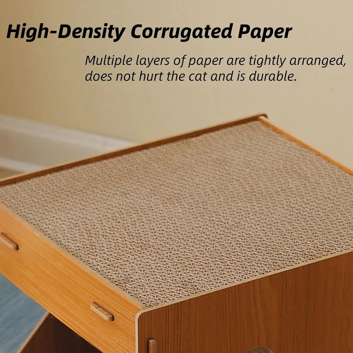 Wooden Double-Layer Cat House with Scratching Board - product photo 5 of 12
