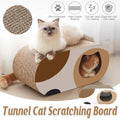 Round Cardboard Cat Tunnel Bed & Scratcher - Multicolour, 58 cm