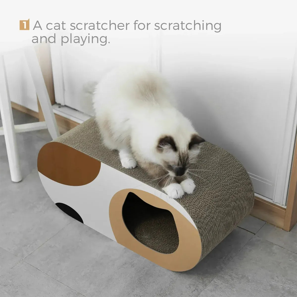 Round Cardboard Cat Tunnel Bed & Scratcher - Multicolour, 58 cm