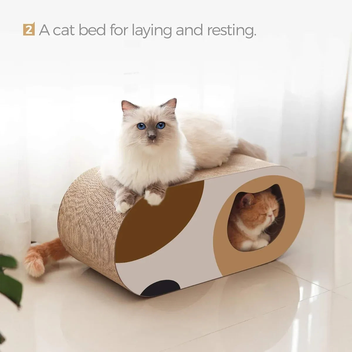 Round Cardboard Cat Tunnel Bed & Scratcher - Multicolour, 58 cm
