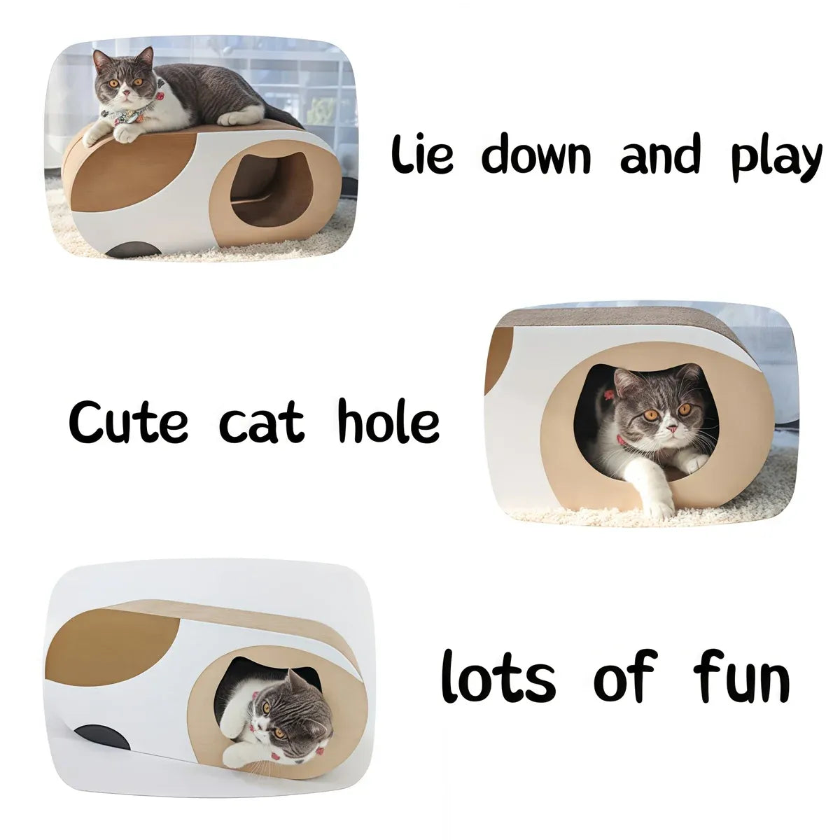 Round Cardboard Cat Tunnel Bed & Scratcher - Multicolour, 58 cm