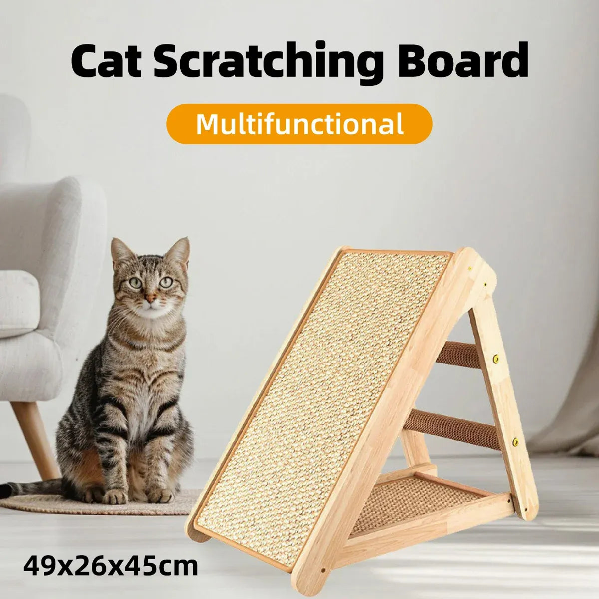 Wooden Cat Climbing Frame with Sisal Scratcher & Resting Perch - product photo 1 of 13