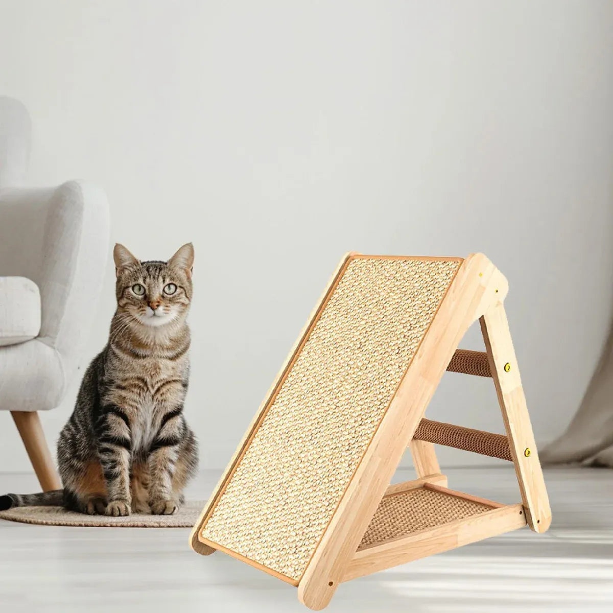Wooden Cat Climbing Frame with Sisal Scratcher & Resting Perch - product photo 3 of 13