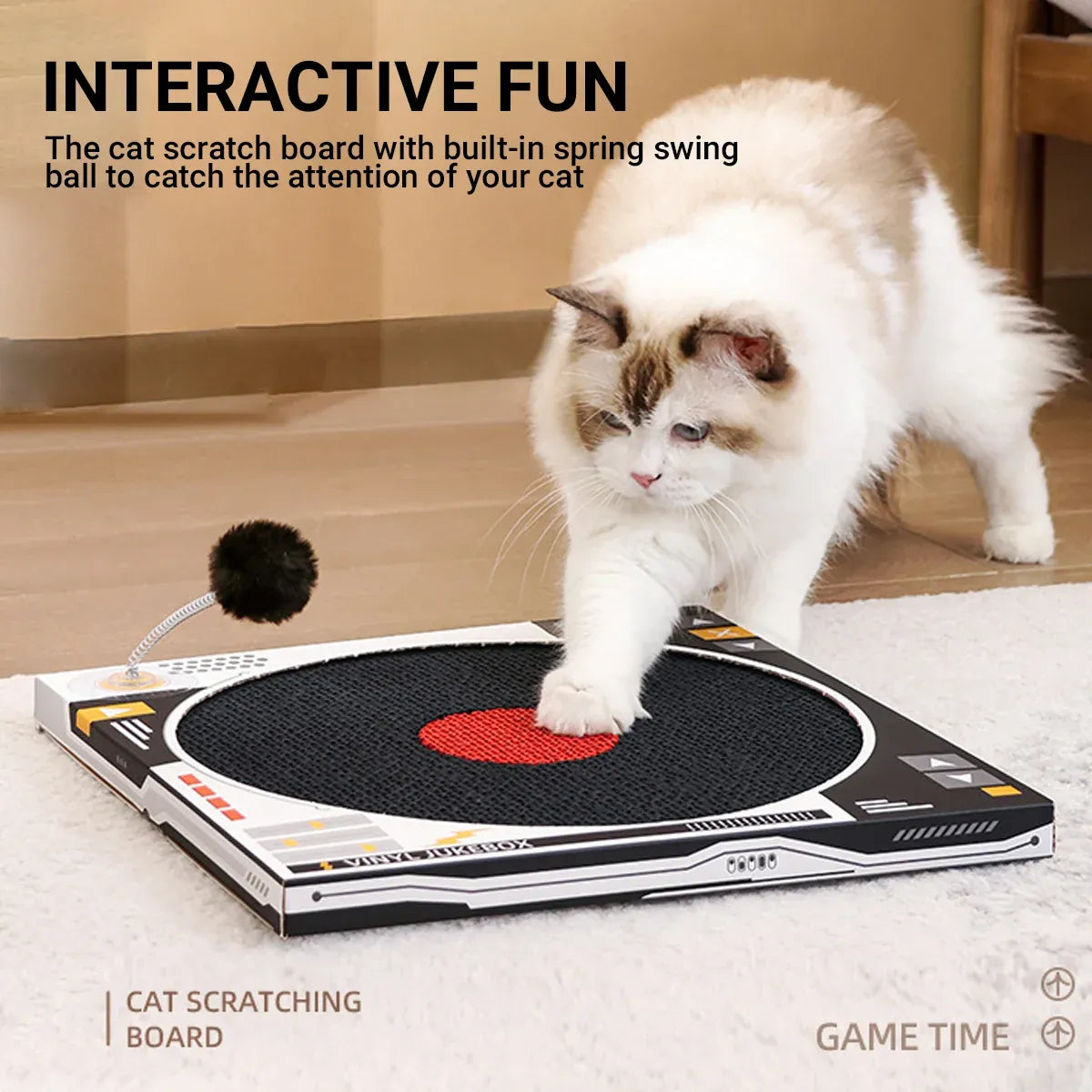 Record Player-Shaped Cardboard Cat Scratcher - product photo 6 of 14