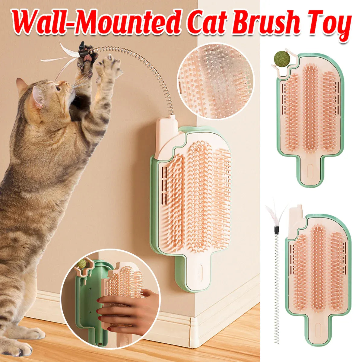 Wall-Mounted Ice-Cream Cat Grooming Brush - Catnip Type