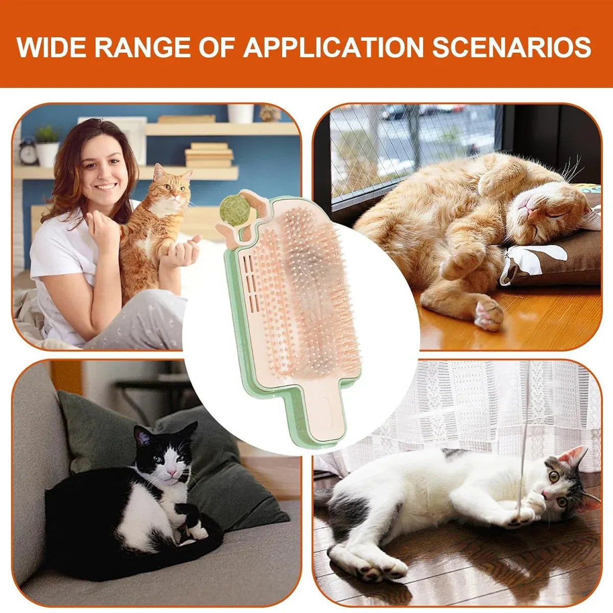 Wall-Mounted Ice-Cream Cat Grooming Brush - Catnip Type