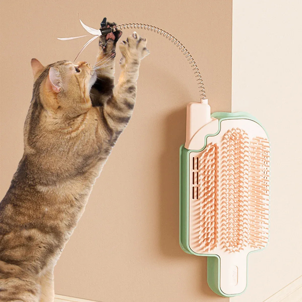 Wall-Mounted Ice-Cream Cat Grooming Brush - Catnip Type