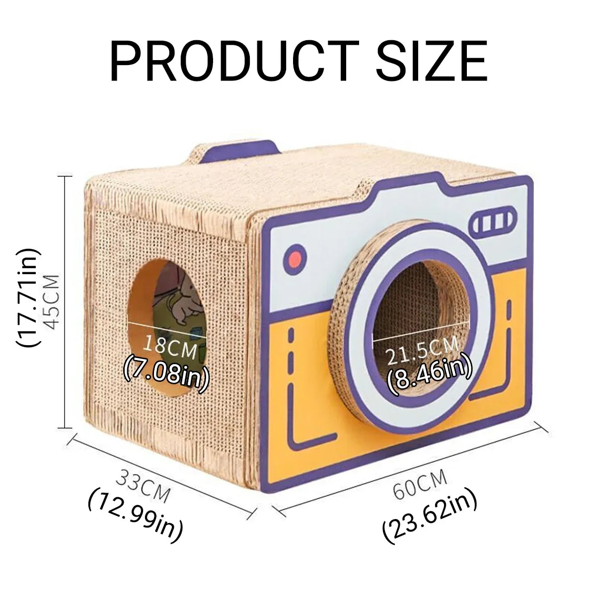 Retro Camera-Style Cardboard Cat Scratcher & Bed - product photo 3 of 15