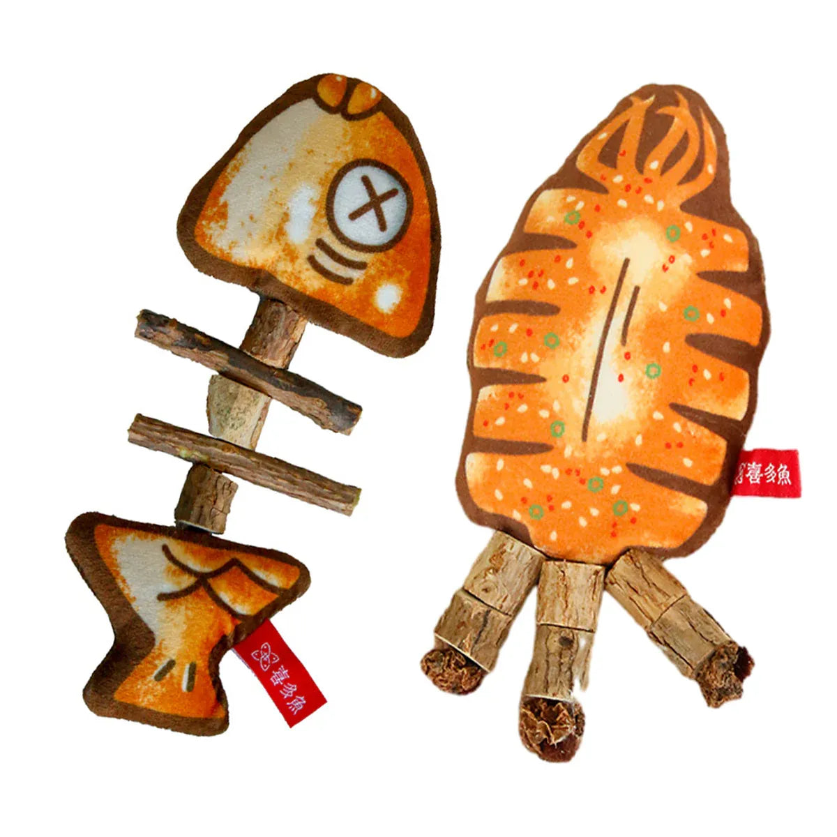 Plush Fish Bone Cat Play Toy - 16.5 × 6.5 cm