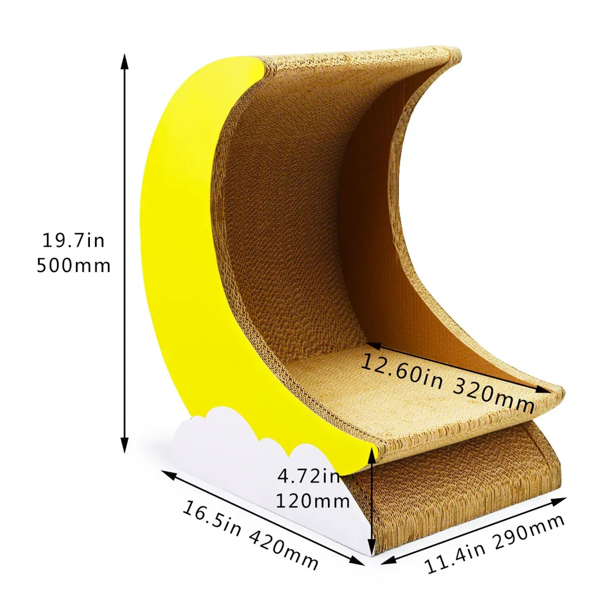 Moon-Shaped Corrugated Cardboard Cat Scratcher - Single