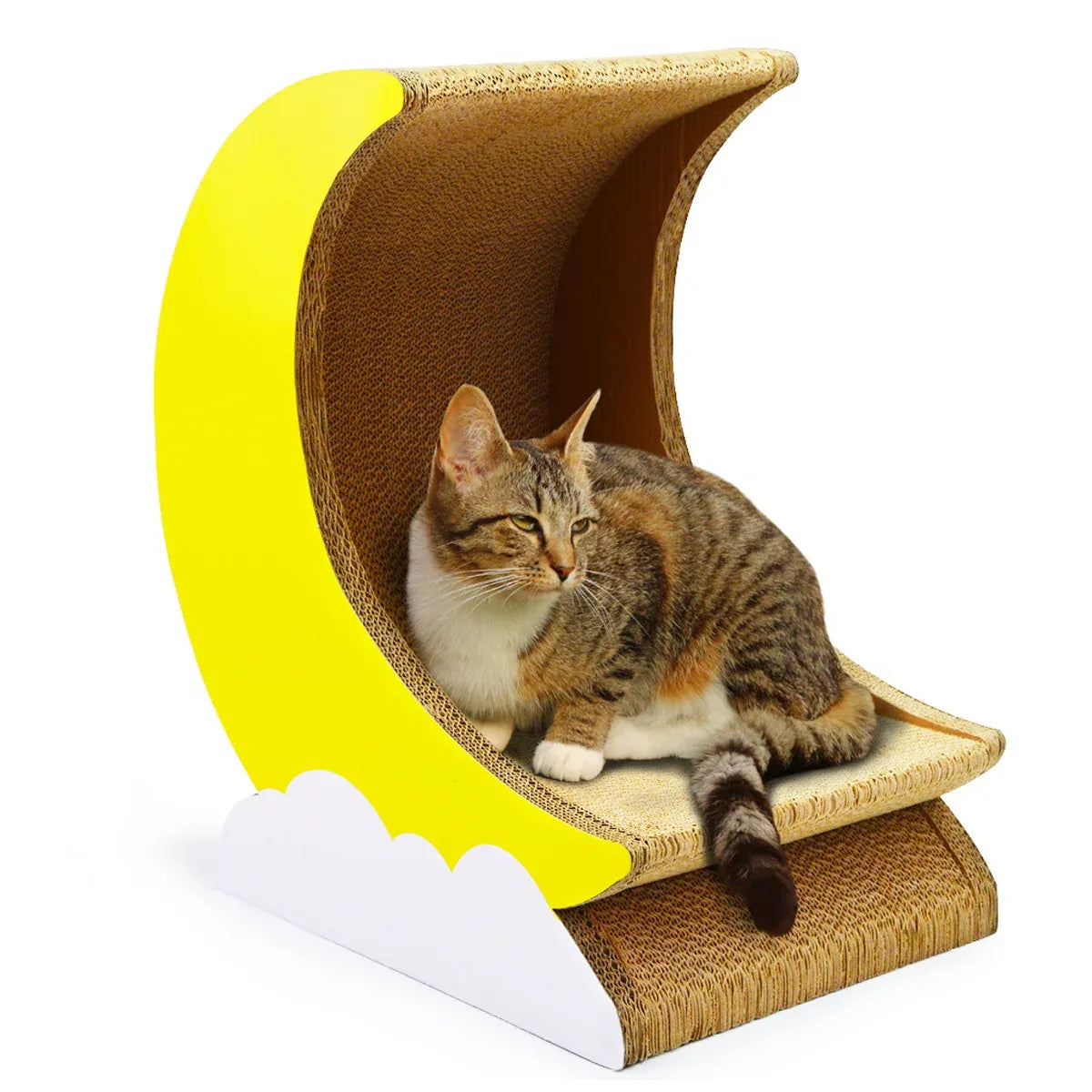 Moon-Shaped Corrugated Cardboard Cat Scratcher - Single