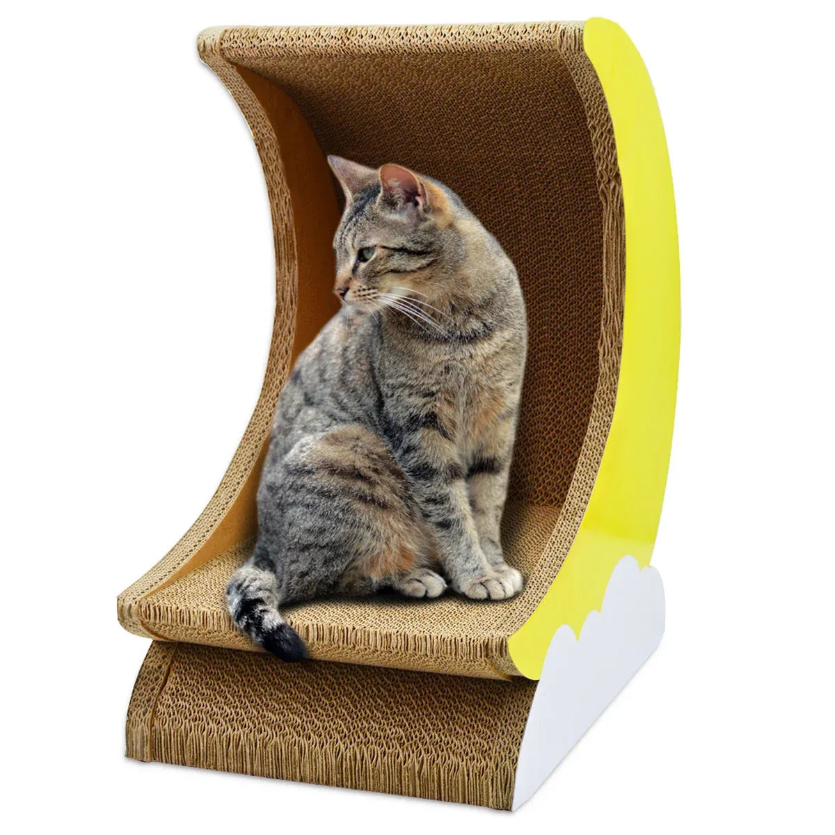Moon-Shaped Corrugated Cardboard Cat Scratcher - Single