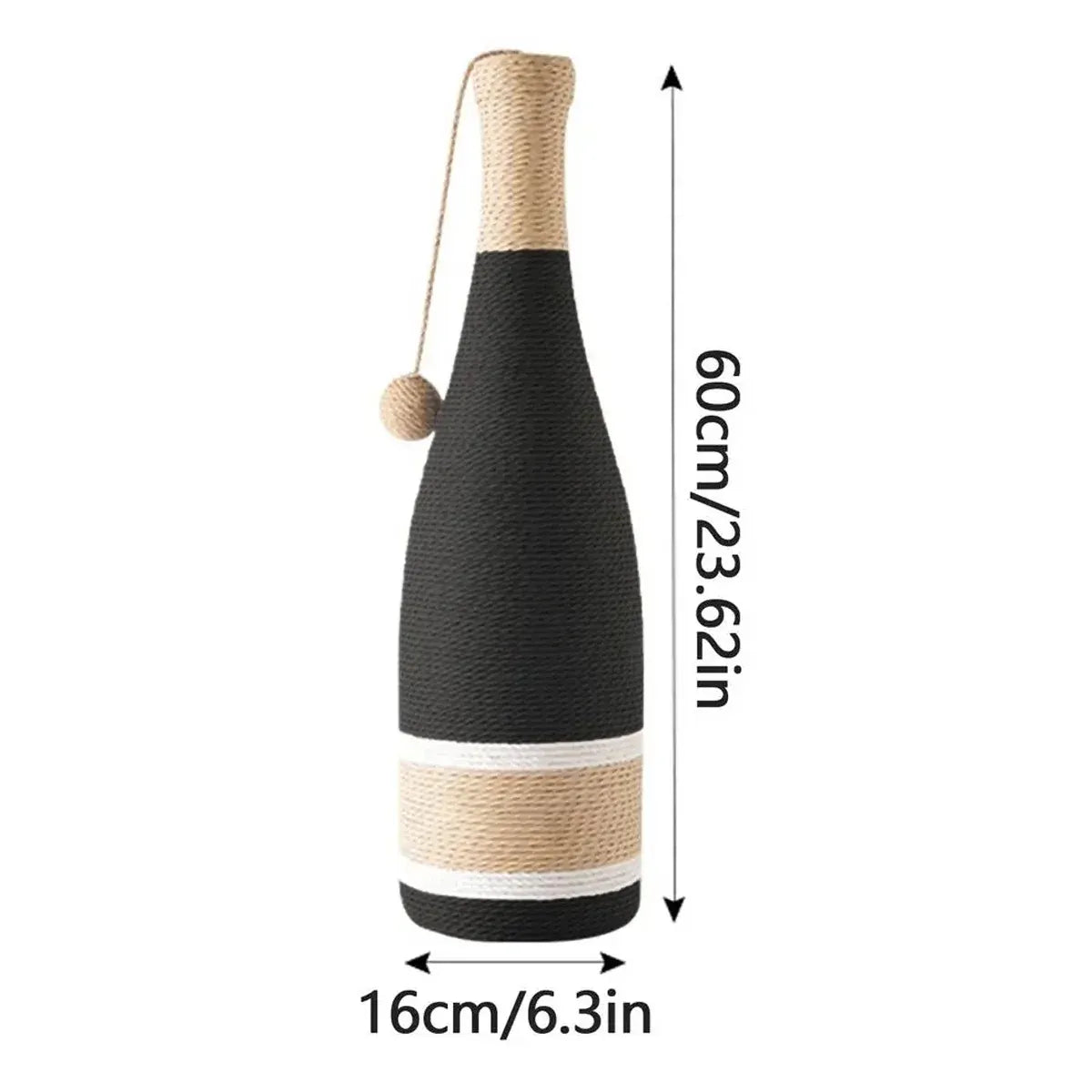 Wine-Bottle-Style Sisal Cat Scratching Toy - Grey, 60 cm