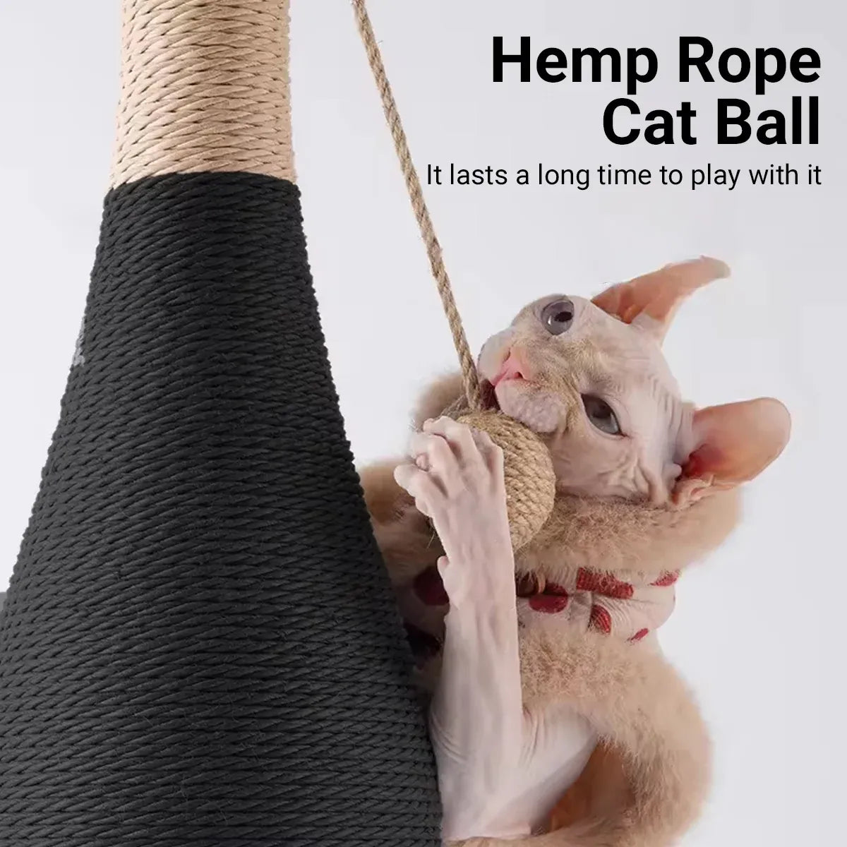 Wine-Bottle-Style Sisal Cat Scratching Toy - Grey, 60 cm