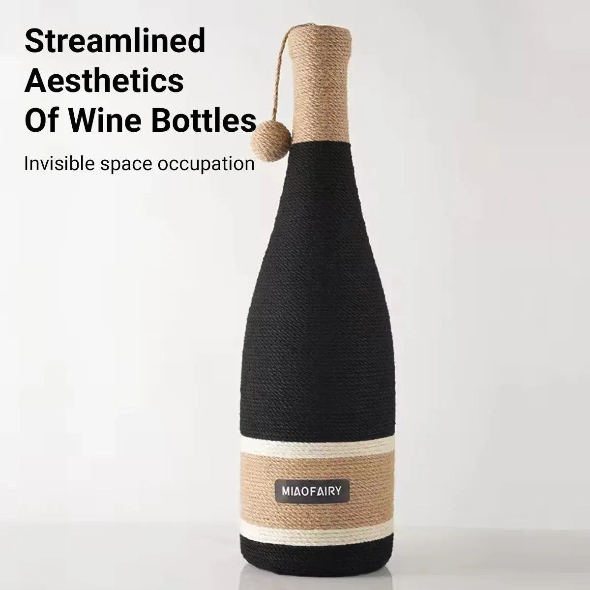 Wine-Bottle-Style Sisal Cat Scratching Toy - Grey, 60 cm