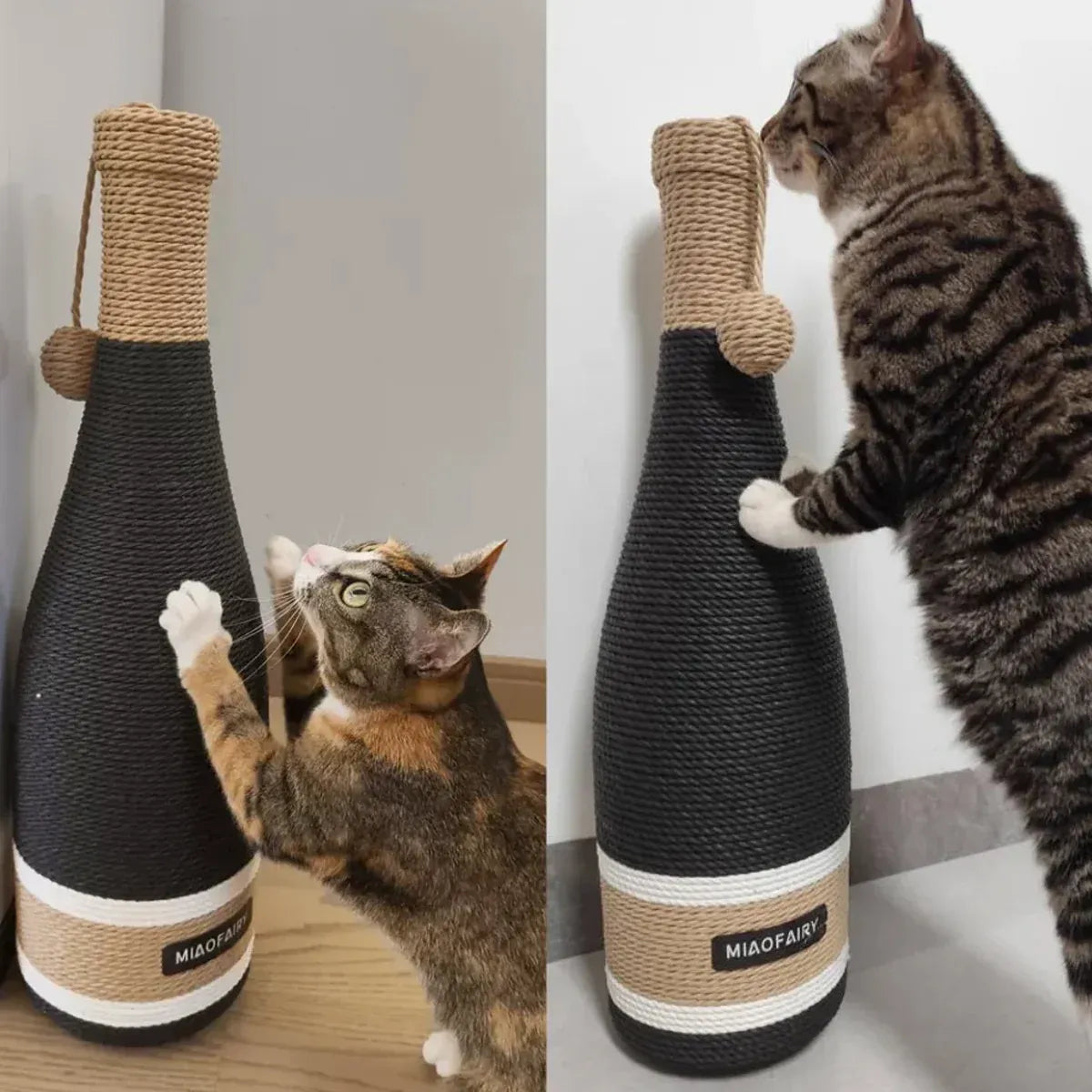 Wine-Bottle-Style Sisal Cat Scratching Toy - Grey, 60 cm