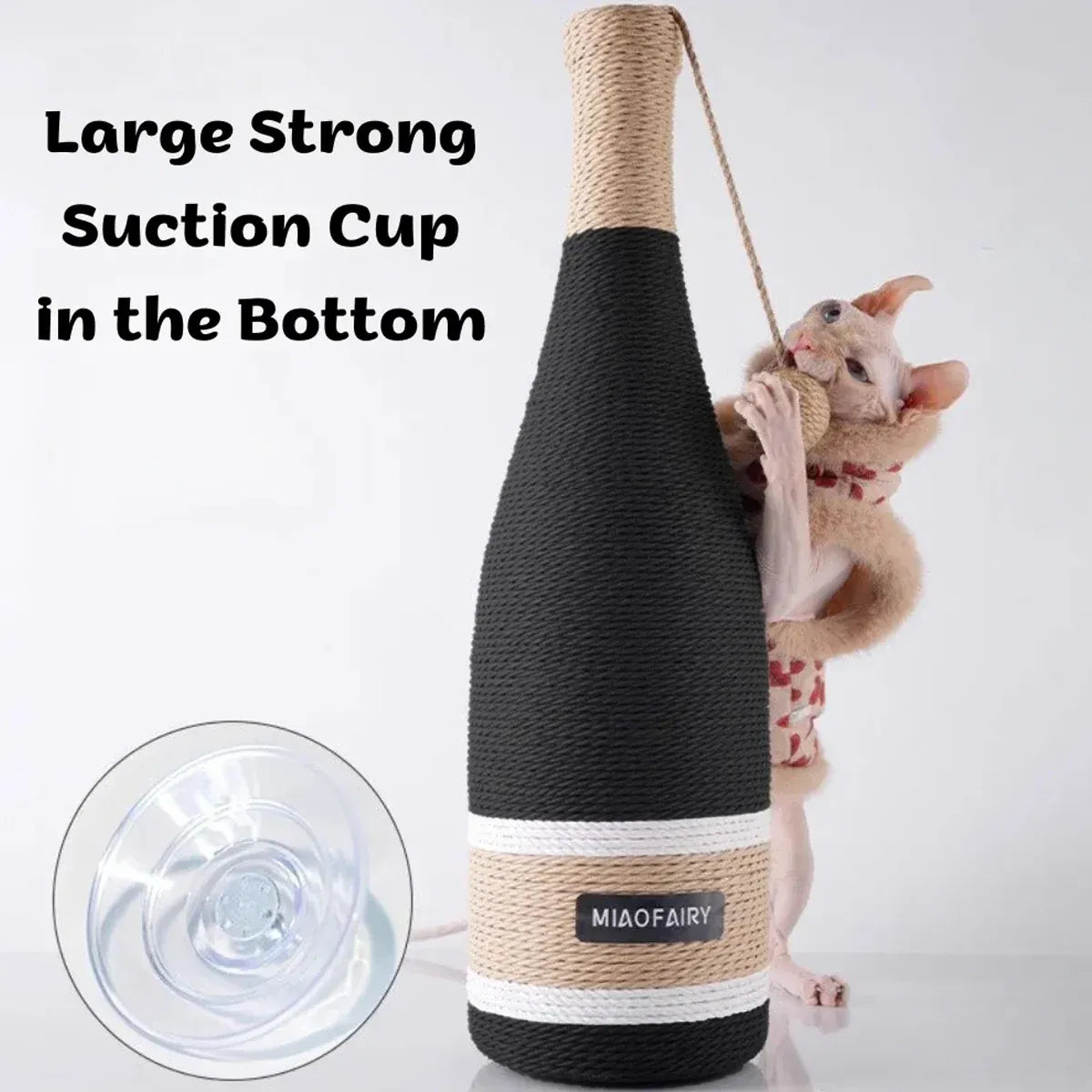 Wine-Bottle-Style Sisal Cat Scratching Toy - Grey, 60 cm