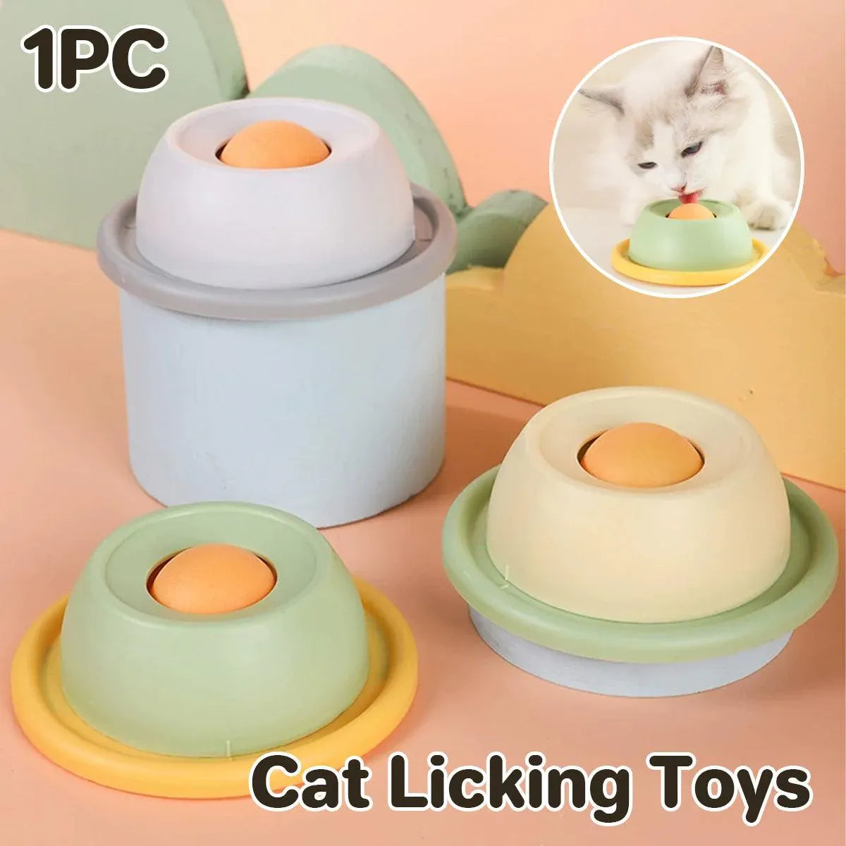 Cat Slow-Feeding Lick & Enrichment Tray - Yellow, 12 cm