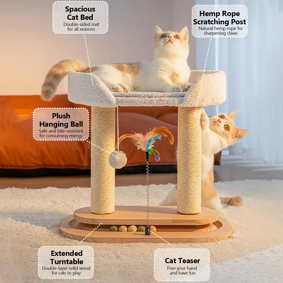 Rotating Cat Tree with Scratching Post & Resting Bed - product photo 5 of 12