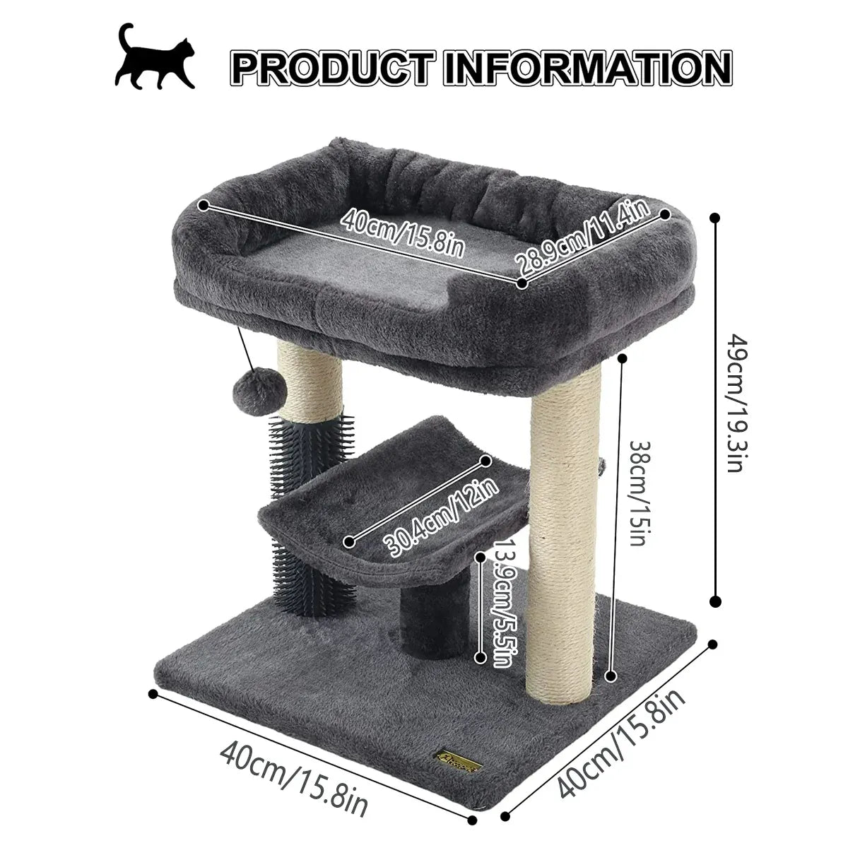 Cat Climbing Tree with Hammock, Sisal Scratching Posts & Perch - Dark Grey - product photo 3 of 13