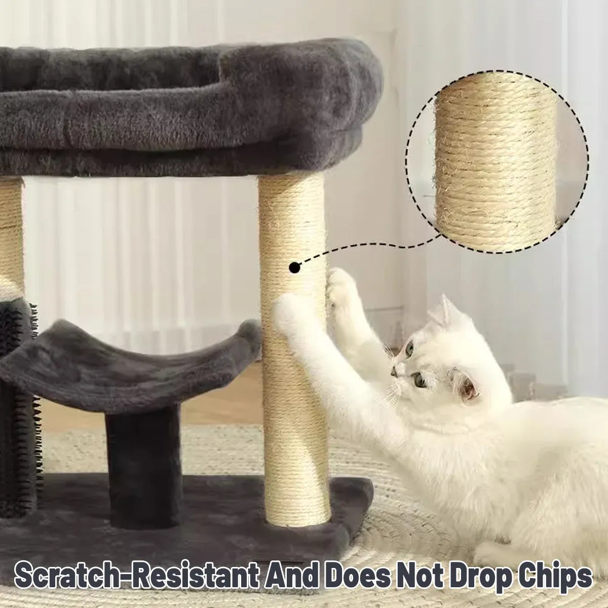 Cat Climbing Tree with Hammock, Sisal Scratching Posts & Perch - Dark Grey - product photo 5 of 13