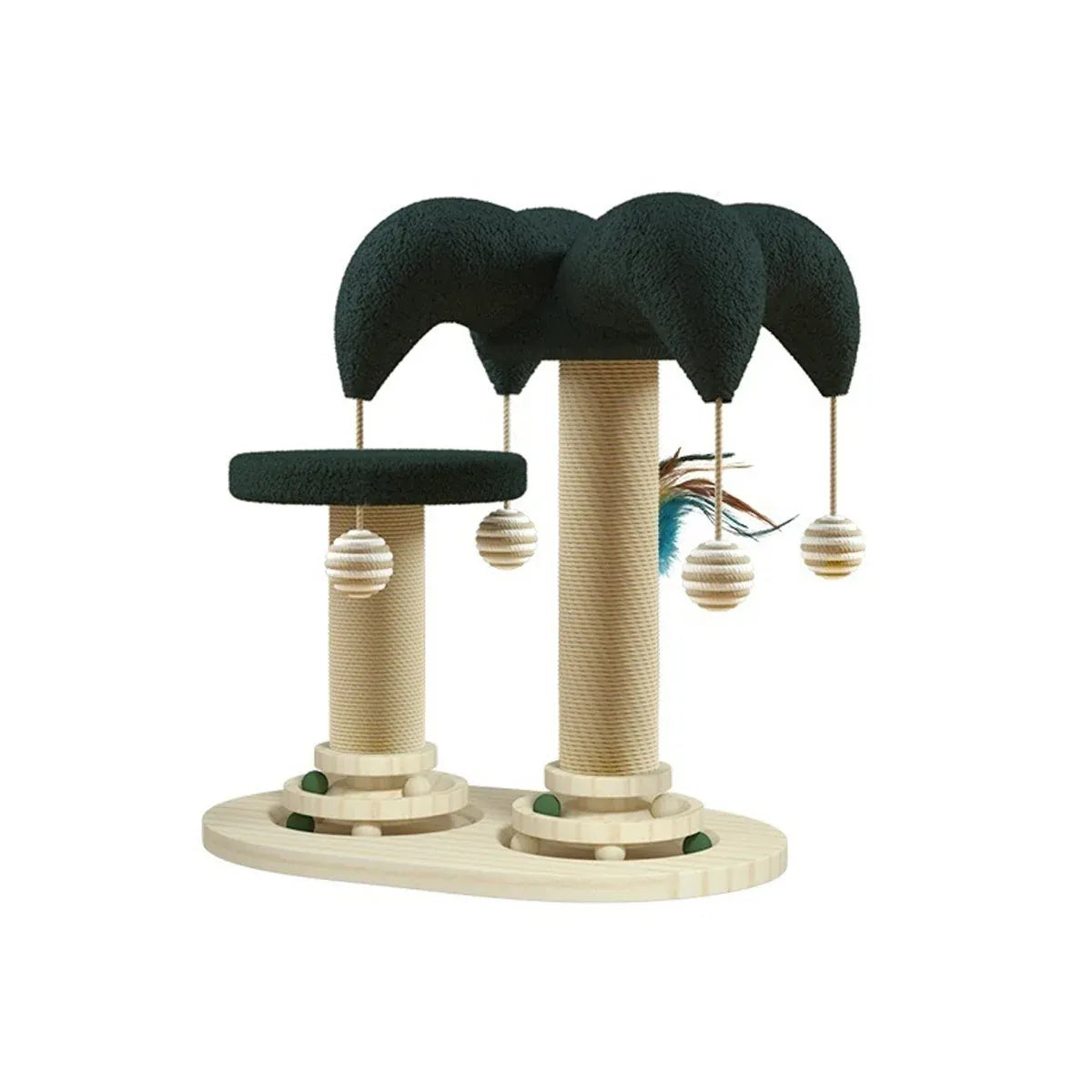 Cat Scratching Post with Ball Turntable & Teaser - 43 × 29 × 50 cm