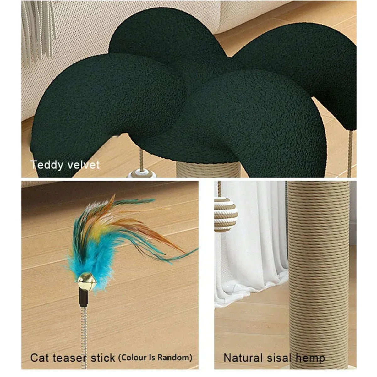 Cat Scratching Post with Ball Turntable & Teaser - 43 × 29 × 50 cm