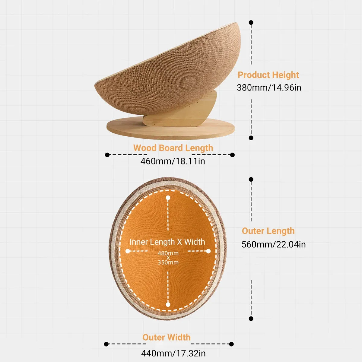 Hemp-Rope Cat Scratcher & Oval Bed - product photo 3 of 15