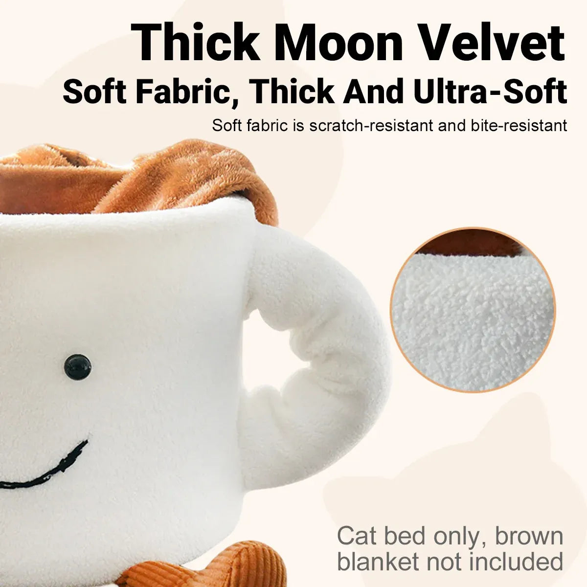 Plush Coffee-Cup Cat Bed with Cartoon Feet - 35 cm