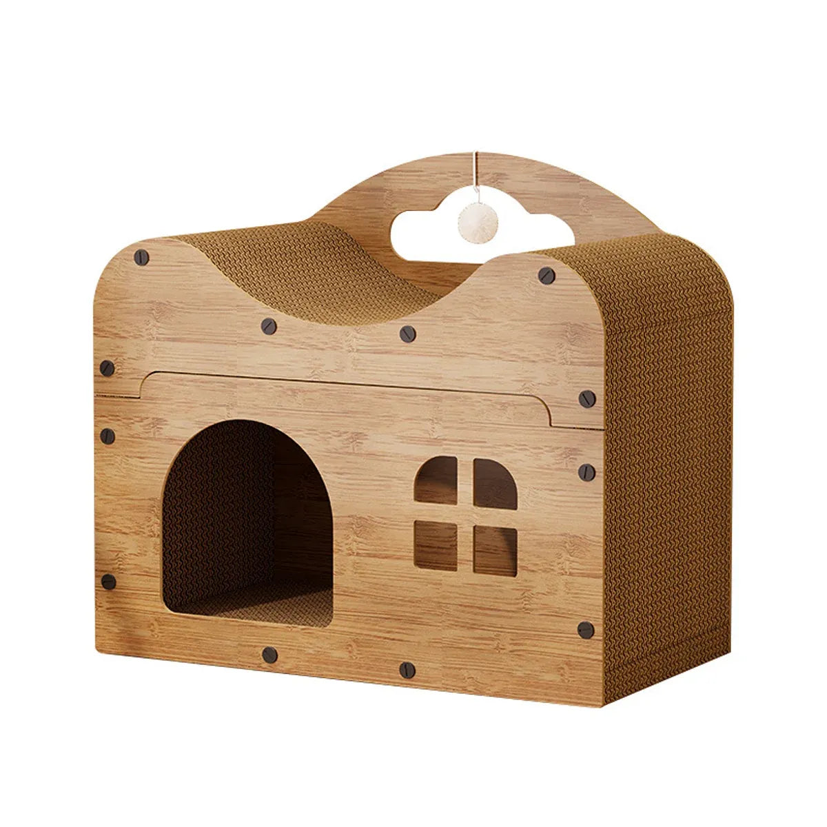 2-in-1 Wooden Cat Scratcher & Bed House - product photo 2 of 13