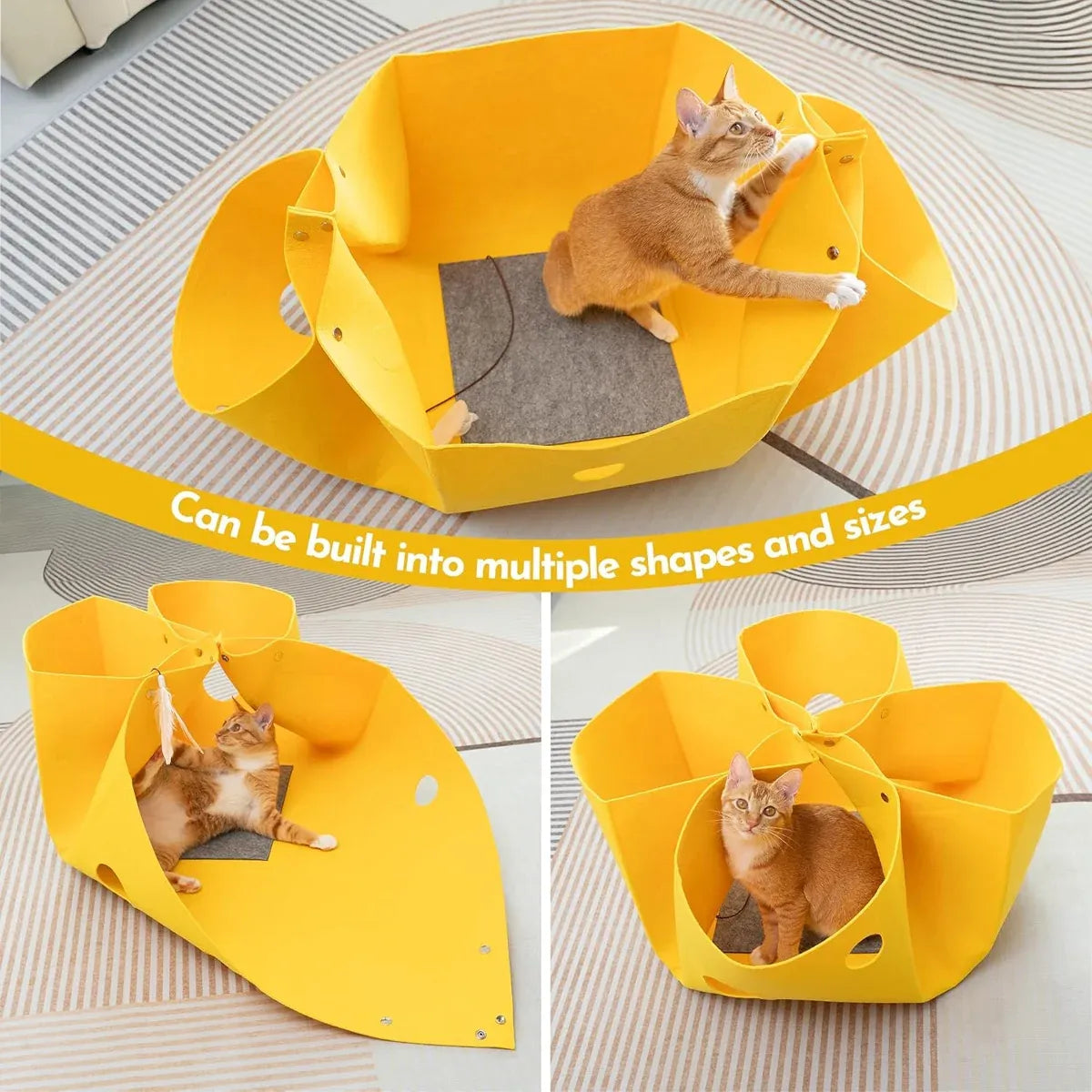 Convertible Felt Cat Nest, Tunnel & Play Mat - Approx. 104 cm Unfolded - product photo 4 of 12