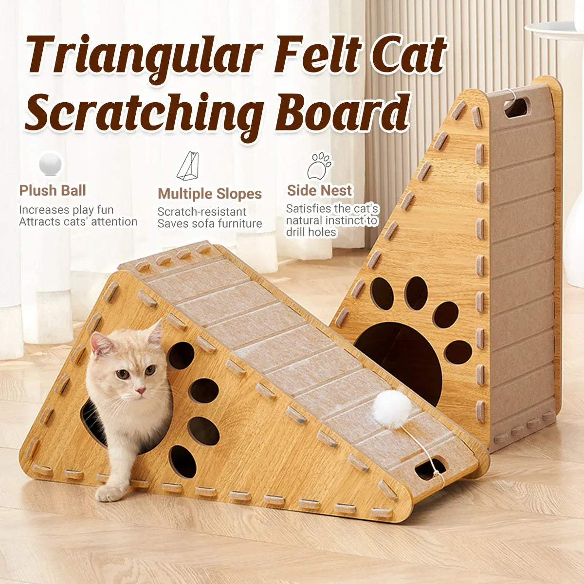 Triangular Felt Cat Scratching Board