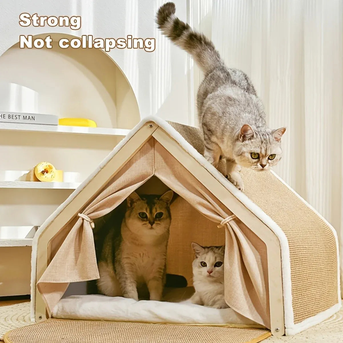 Semi-Enclosed Cat Tent Bed with Scratch Board - product photo 5 of 13