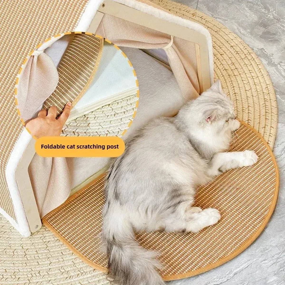 Semi-Enclosed Cat Tent Bed with Scratch Board - product photo 9 of 13