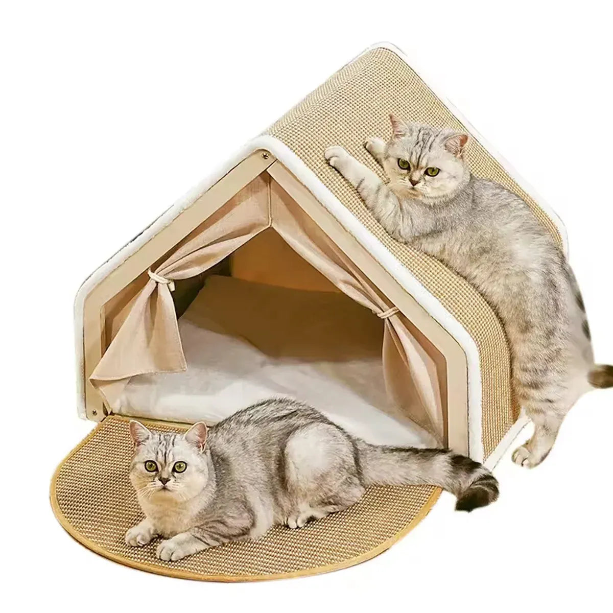 Semi-Enclosed Cat Tent Bed with Scratch Board - product photo 11 of 13