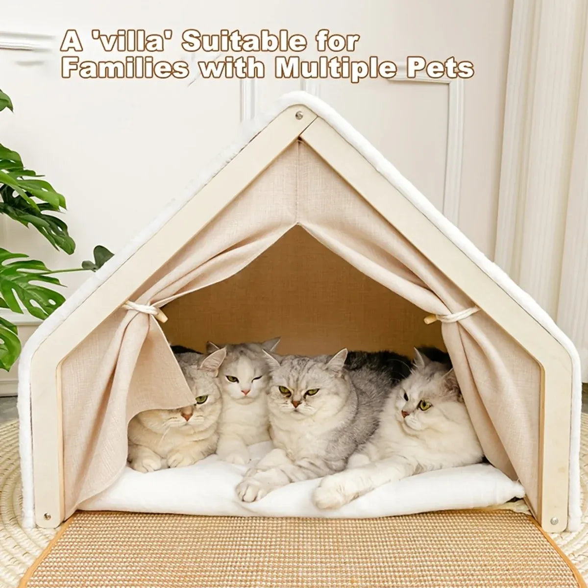 Semi-Enclosed Cat Tent Bed with Scratch Board - product photo 12 of 13