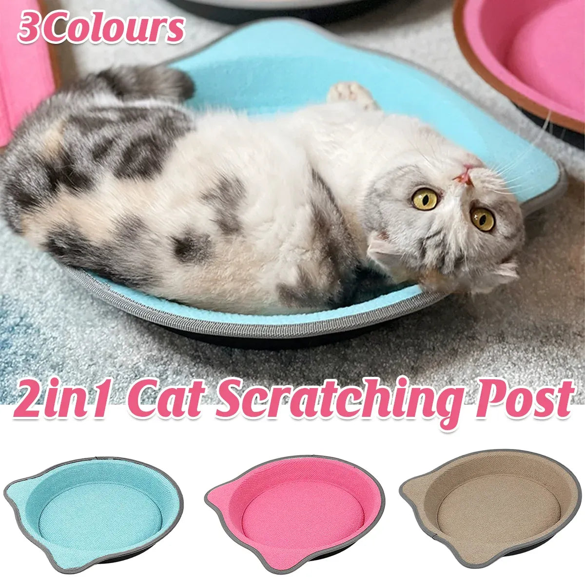 Two-Sided Cat Scratching & Resting Pad - Pink, 38 × 38 cm