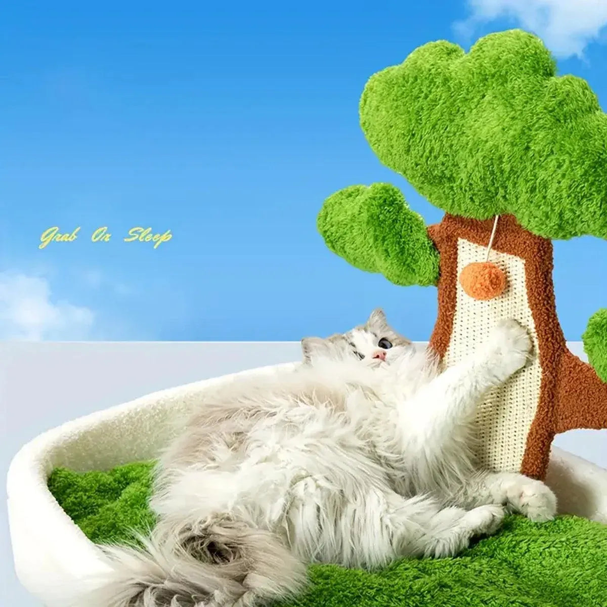 Pine-Tree Cat Scratcher with Plush Bed - 51 × 41 × 60 cm