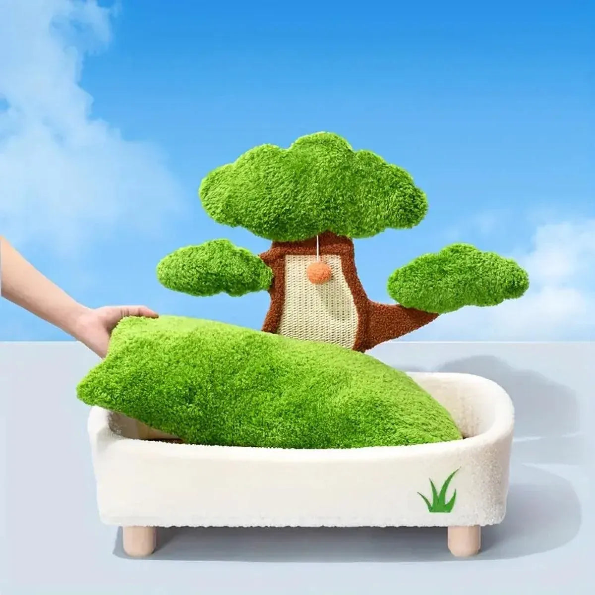 Pine-Tree Cat Scratcher with Plush Bed - 51 × 41 × 60 cm