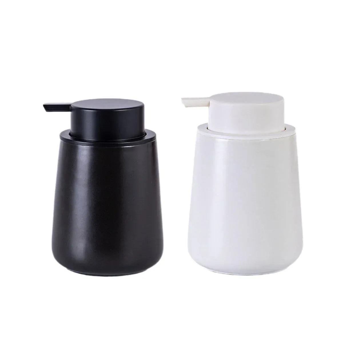 400ML Ceramic Stoneware Soap Dispenser Modern Design Lotion Pump Manual Bathroom - Black
