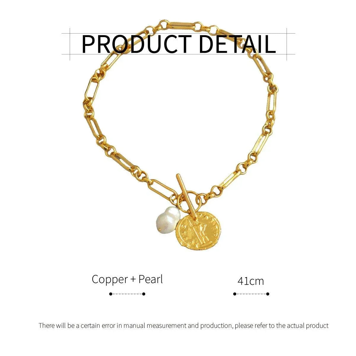 Vintage OT-Clasp Chain Necklace with Pearl-Style Pendant — product image 6 of 15