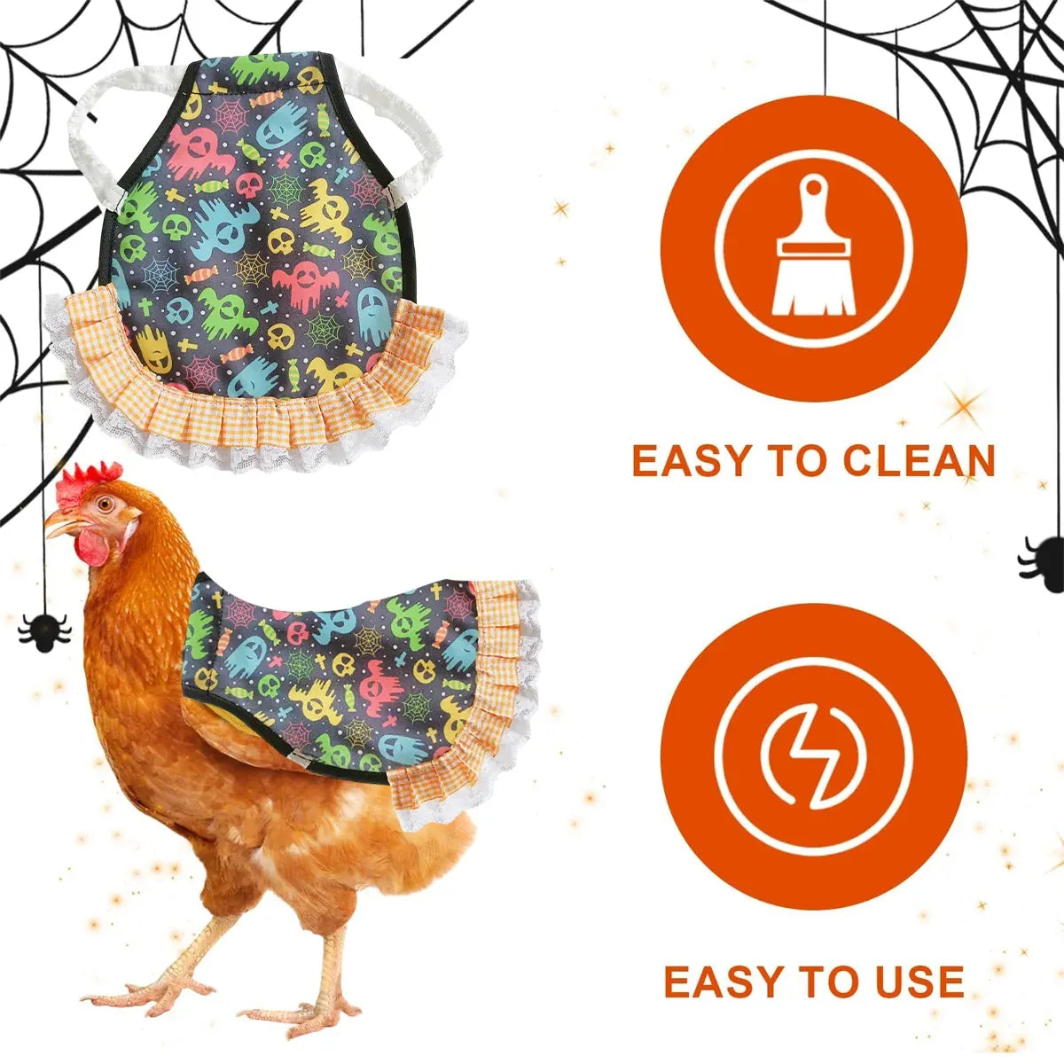 Four-Piece Halloween Chicken Saddle Apron Set - Assorted Prints