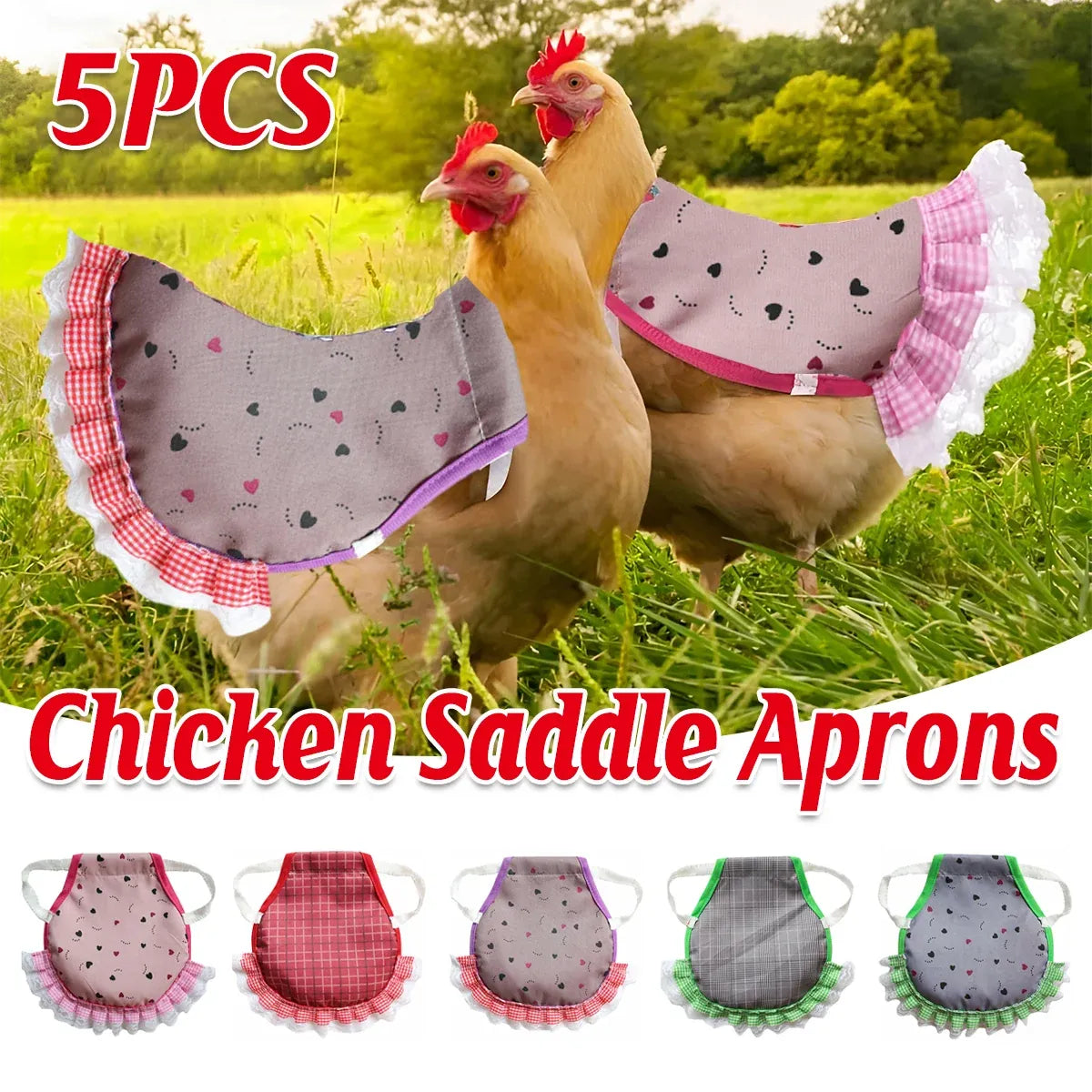 Five-Piece Adjustable Chicken Saddle Apron Set - Assorted, 23 cm