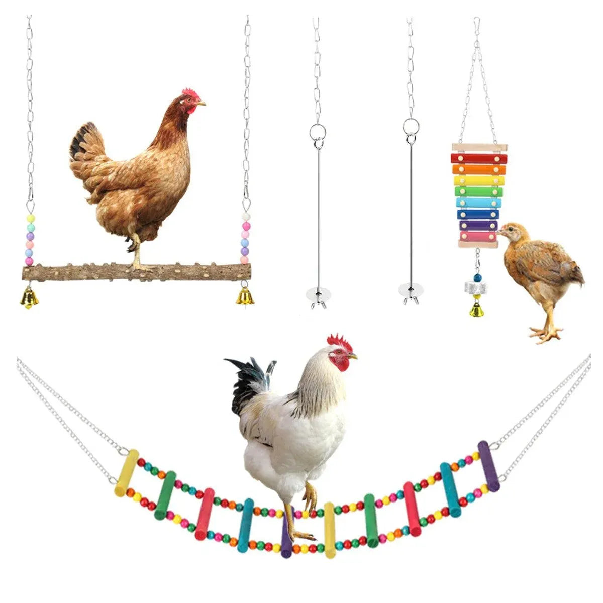 Chicken & Poultry Activity Set with Swing, Ladder & Xylophone - 5 Pieces