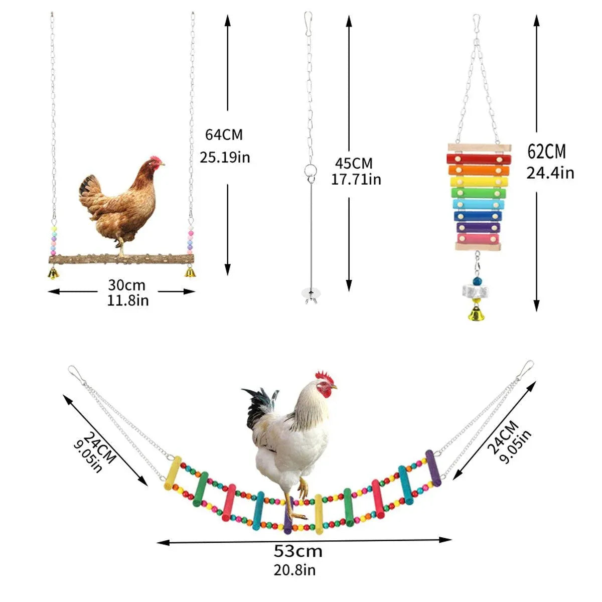 Chicken & Poultry Activity Set with Swing, Ladder & Xylophone - 5 Pieces