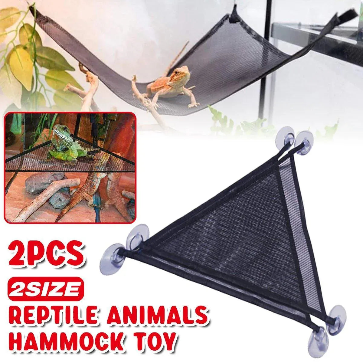 Reptile Mesh Basking Hammock Set, 2-Pack - Black, Small