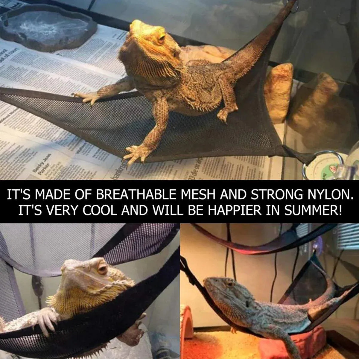 Reptile Mesh Basking Hammock Set, 2-Pack - Black, Small