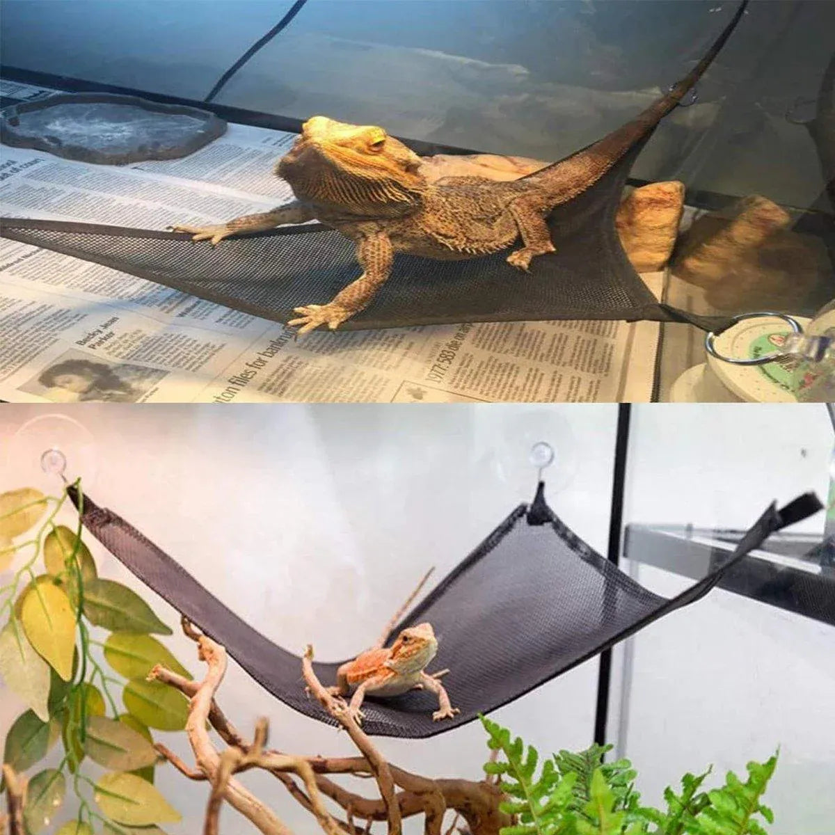 Reptile Mesh Basking Hammock Set, 2-Pack - Black, Small