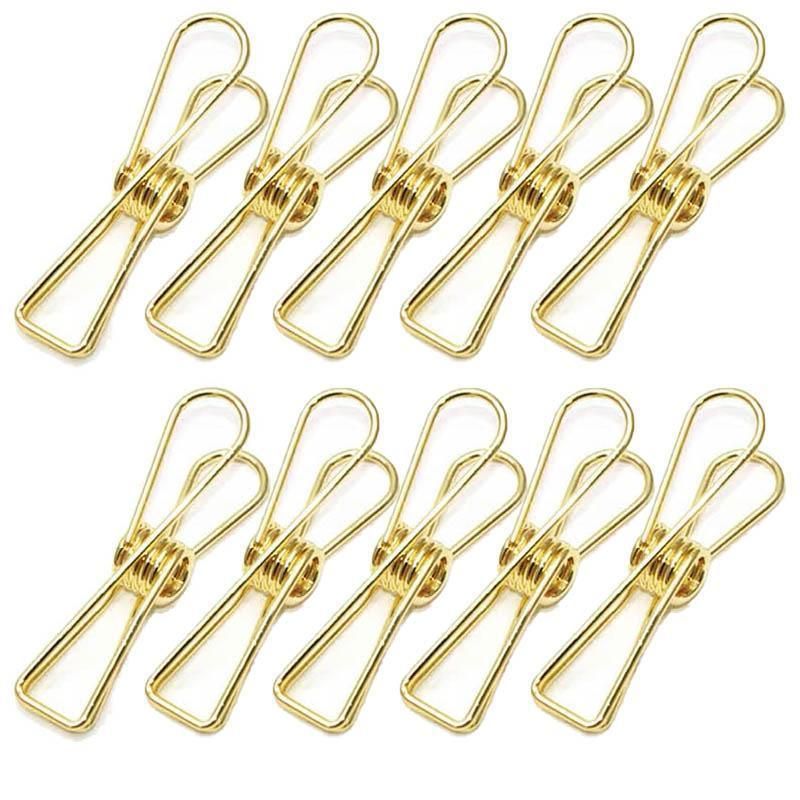 10X Spring Paperclips Metal Wire Hollow Out Clips 55mm Mini Binder Paper Clip - Gold